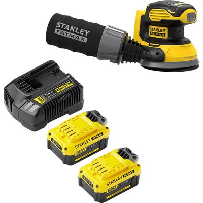 Stanley Fatmax V20 SFMCW220 18v Cordless Random Orbit Disc Sander 125mm 2 x 4ah Li-ion Battery Charger No Case