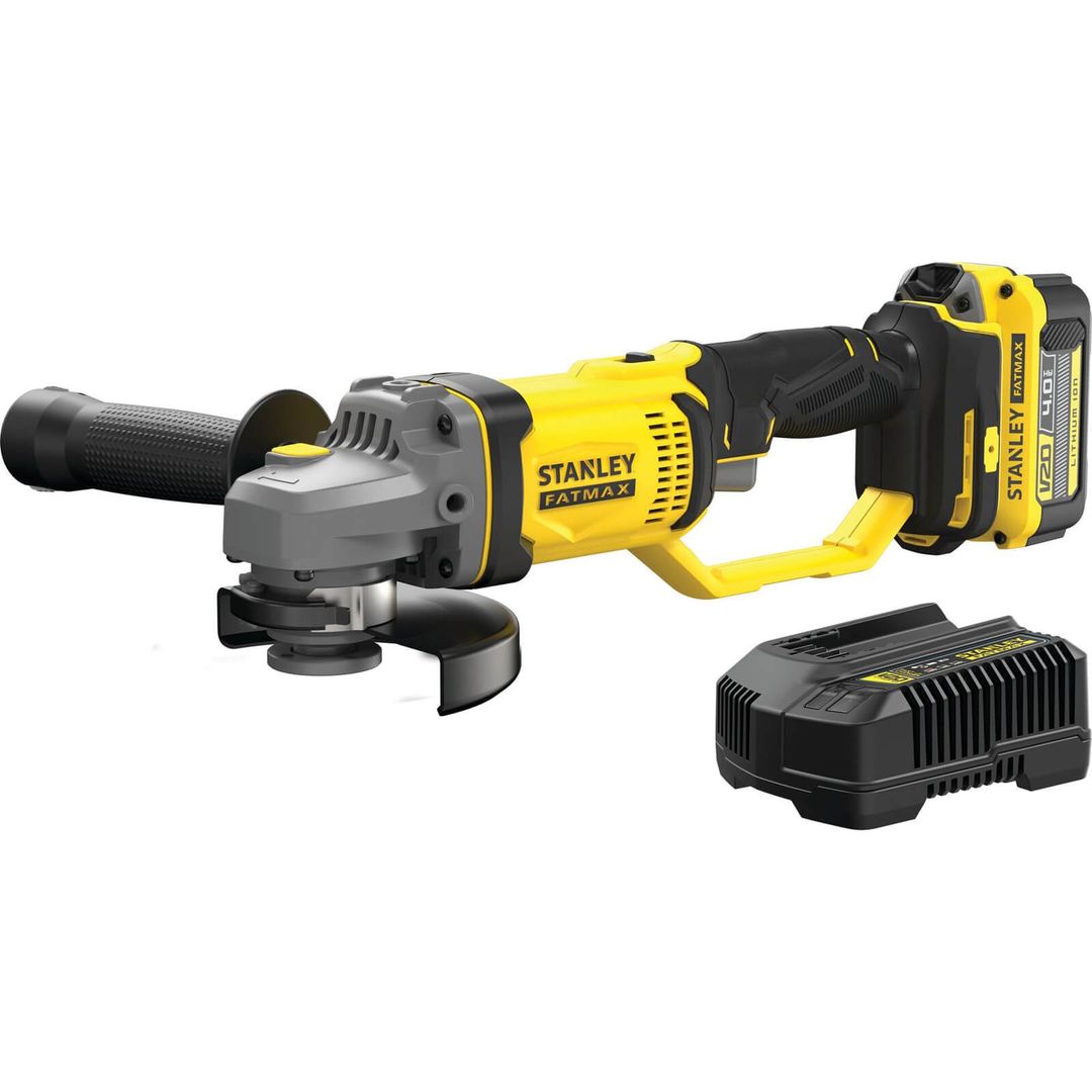 Stanley Fatmax V20 SFMCG400 18v Cordless Angle Grinder 125mm 1 x 4ah Li-ion Battery Charger No Case - Image 1
