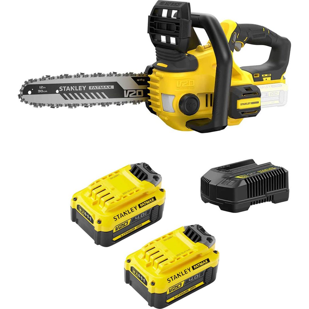 Stanley Fatmax V20 SFMCCS630 18v Cordless Chainsaw 300mm 2 x 4ah Li-ion Battery Charger - Image 1