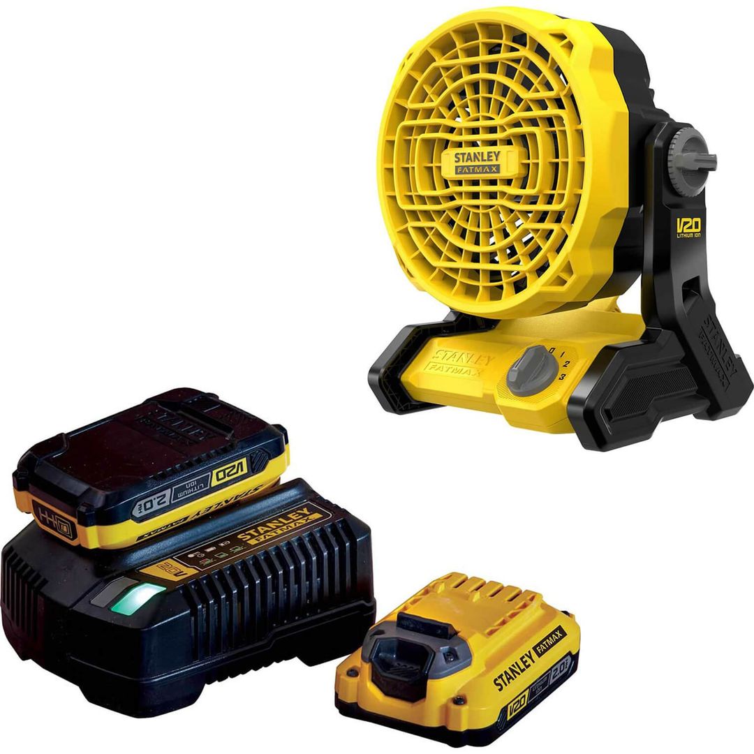 Stanley Fatmax V20 SFMCE001 18v Cordless Fan 2 x 2ah Li-ion Charger - Image 1
