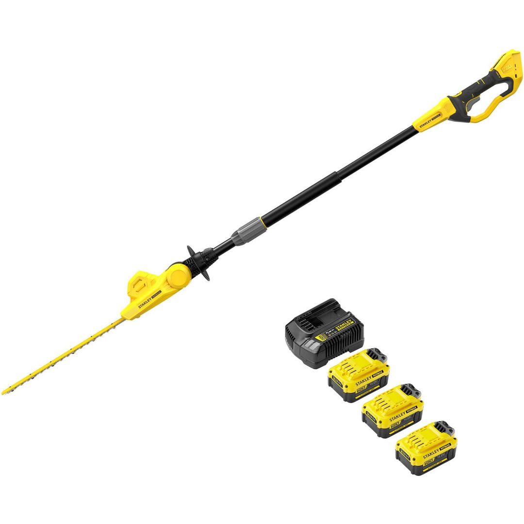Stanley Fatmax V20 SFMCPH845 18v Cordless Pole Hedge Trimmer 450mm 3 x 4ah Li-ion Battery Charger - Image 1