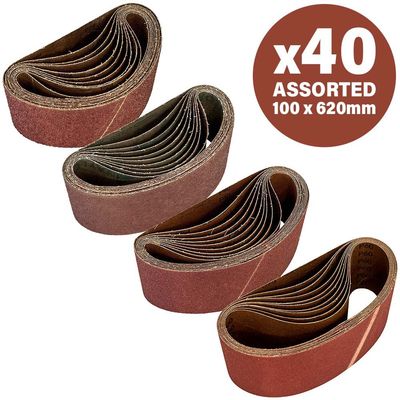 Sirius 40 Piece Assorted 100mm x 620mm Sanding Belts 100mm x 620mm Assorted Pack of 40