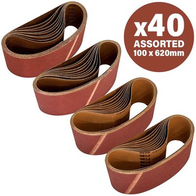Sirius 40 Piece Assorted 100mm x 620mm Sanding Belts 100mm x 620mm Assorted Pack of 40