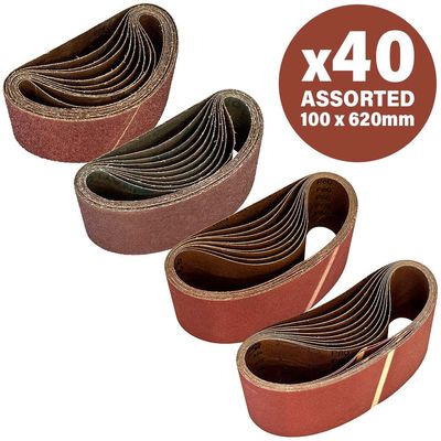 Sirius 40 Piece Assorted 100mm x 620mm Sanding Belts 100mm x 620mm Assorted Pack of 40