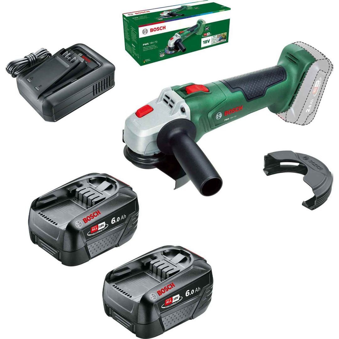 Bosch PWS 18V-70 P4A 18v Cordless Angle Grinder 115mm 1 x 2.5ah Li-ion Charger No Case - Image 1