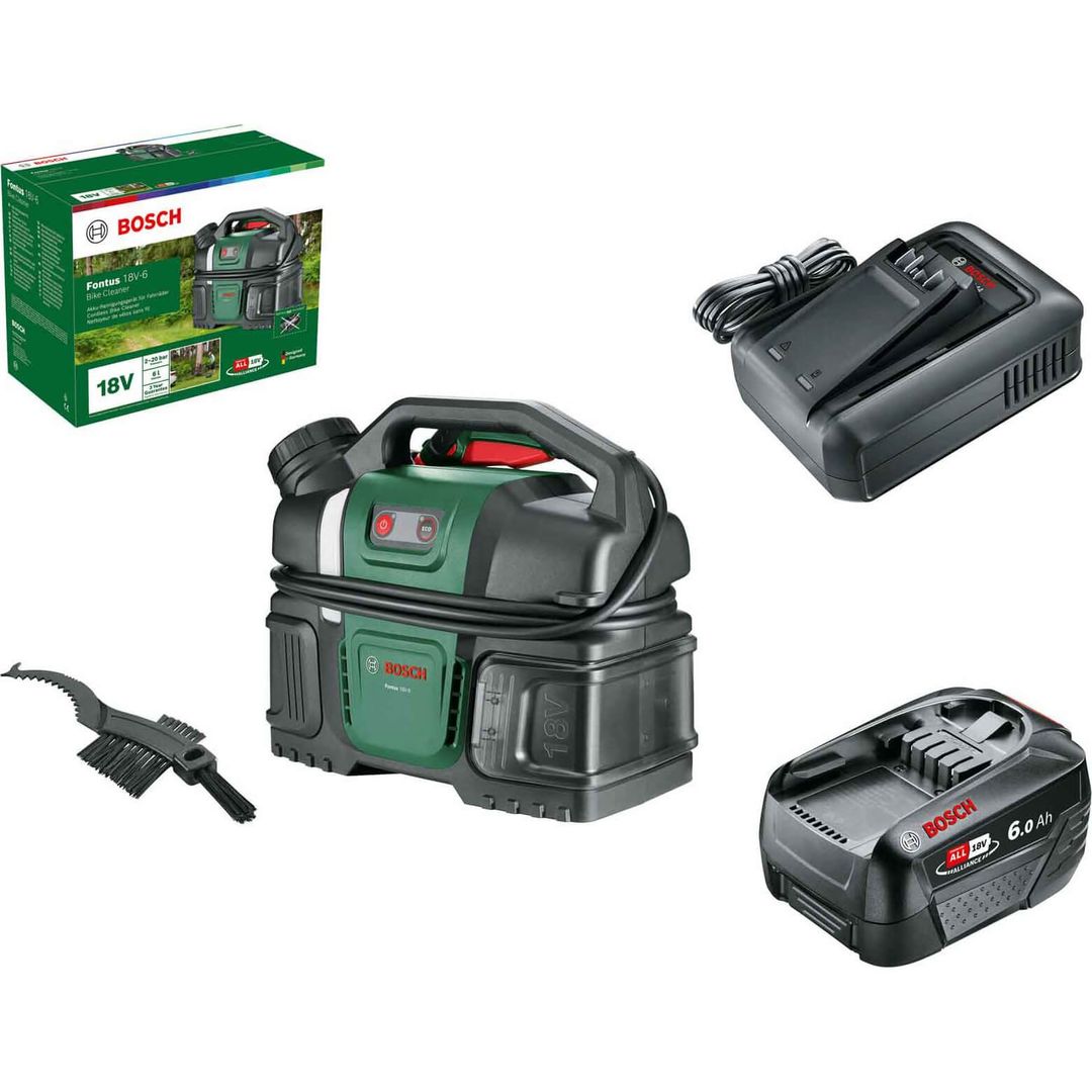 Bosch FONTUS 18V-6 P4A 18v Cordless Pressure Washer and Bicycle Cleaner 2 x 4ah Li-ion Charger - Image 1