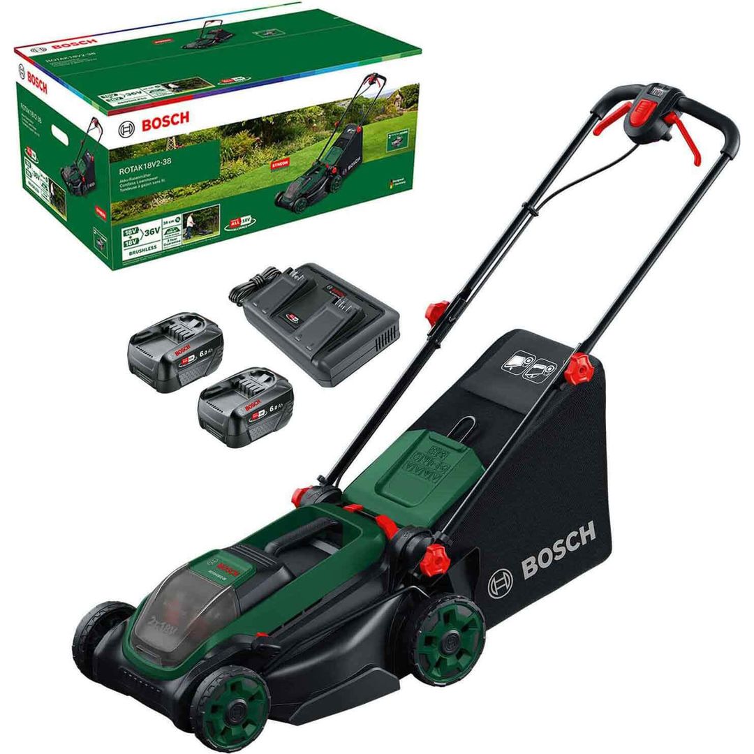 Bosch ROTAK 18V2-38 P4A 36v Cordless Brushless Rotary Lawnmower 380mm - Image 1