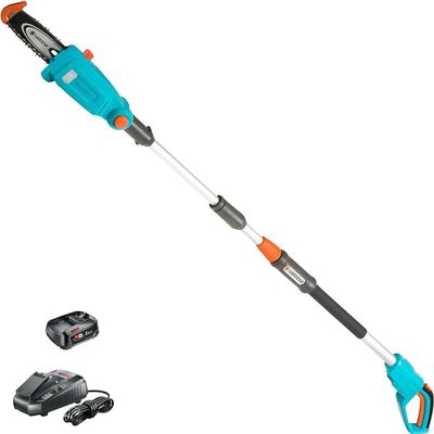 Gardena TCS 20/18 P4A 18v Cordless Telescopic Tree Pruner 200mm 1 x 2ah Li-ion Battery Charger