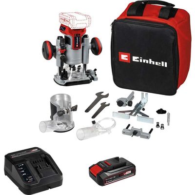 Einhell Professional TP-RO 18 Li BL 18v Cordless Brushless Plunge and Trim Router Set 2 x 5.2ah Plus Li-ion Battery Charger Bag