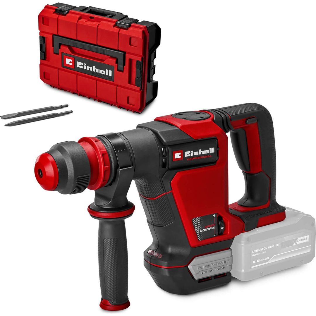 Einhell Professional TP-DH 18/4 Li BL 18v Cordless Brushless SDS Plus Demolition Hammer 2 x 4ah Li-ion Charger Case - Image 1