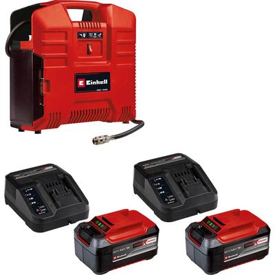 Einhell TE-AC 36/8 LI OF Set 36v Cordless Oil Free Air Compressor 4 x 5.2ah Plus Li-ion Twin or Dual Battery Charger No Case