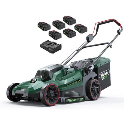 Webb X Series WEV20X2LM38RR 40v Cordless Brushless 2 in 1 Rotary Lawnmower 380mm 6 x 4ah Li-ion Battery Charger