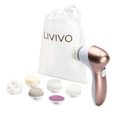 LIVIVO Men's Facial Cleanser with 7 Interchangeable Heads in Rose Gold