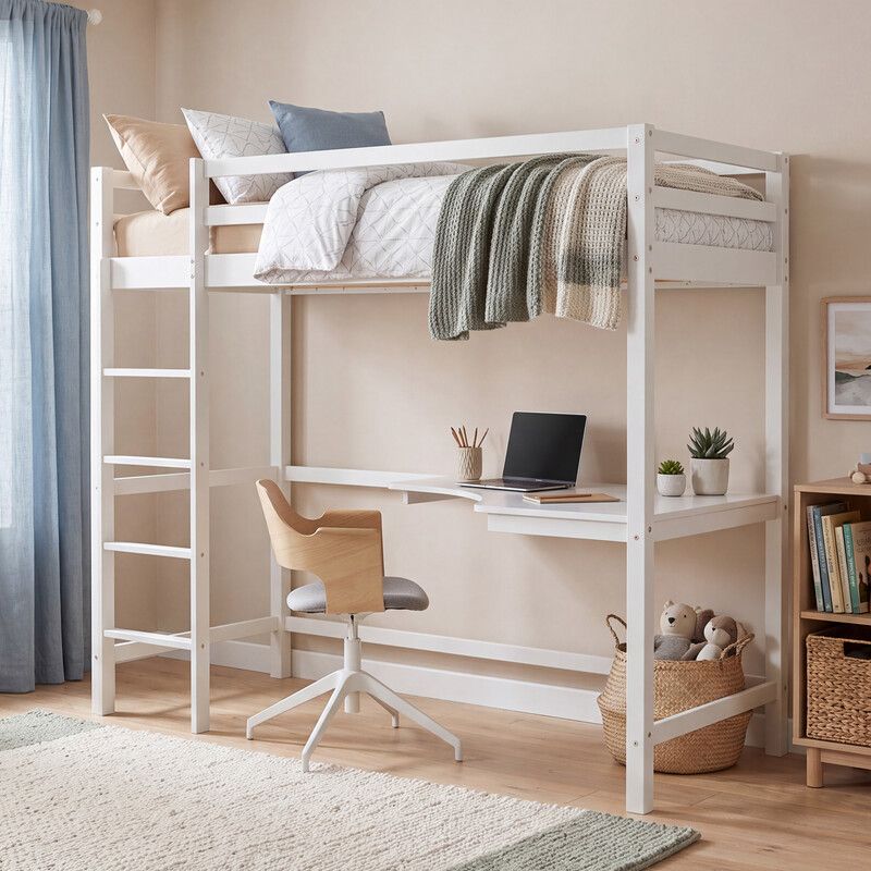 Sydney Bunk Bed With Desk - White - Image 1
