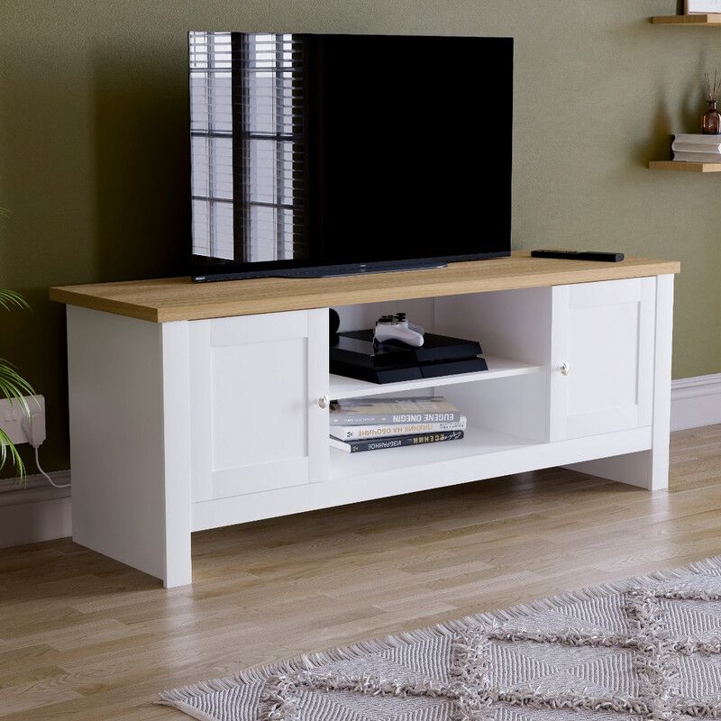 Arlington 2 Door TV Unit - White - Image 1