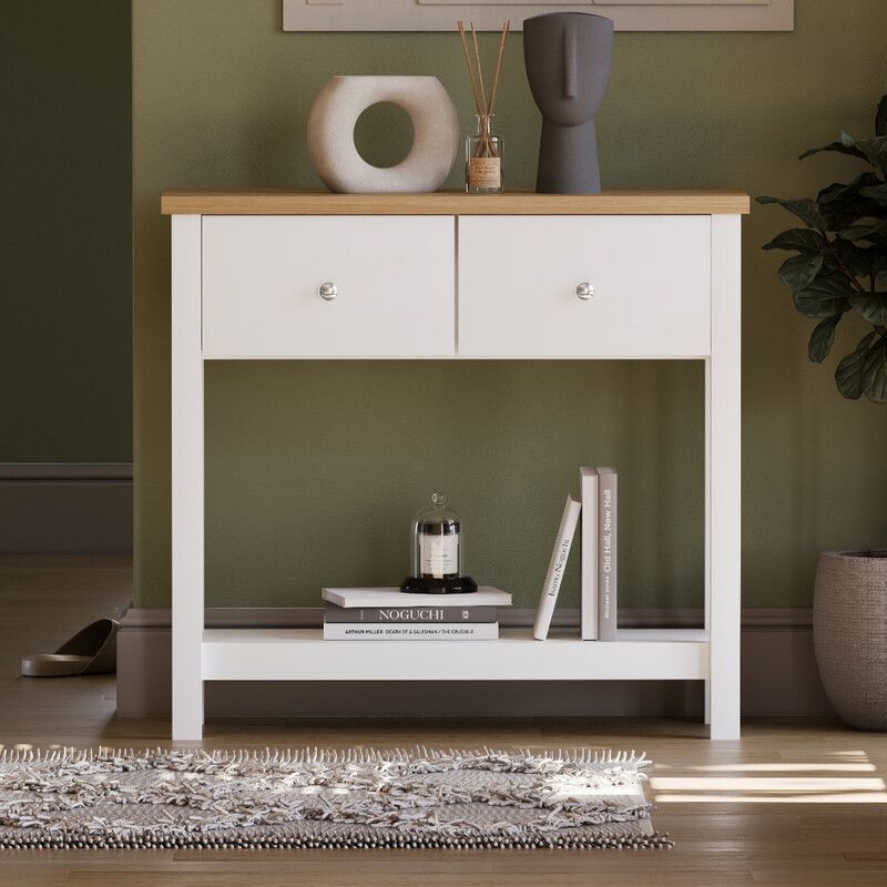 Arlington 2 Drawer Console Table - White - Image 1