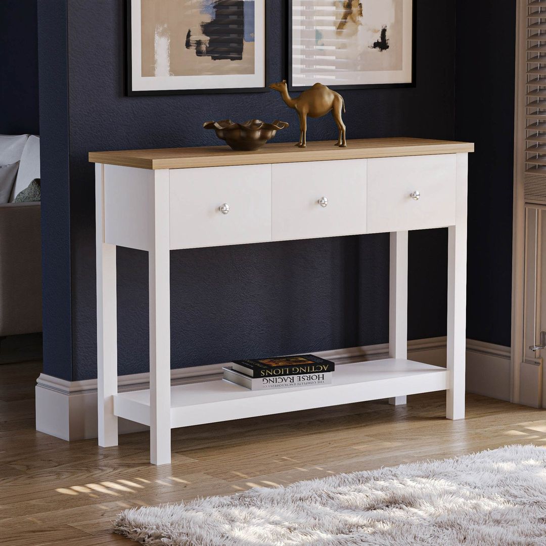 Arlington 3 Drawer Console Table - White - Image 1