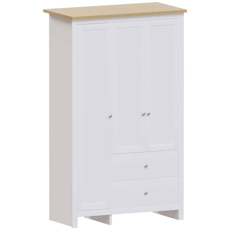 Arlington 3 Door 2 Drawer Wardrobe - White - Image 1