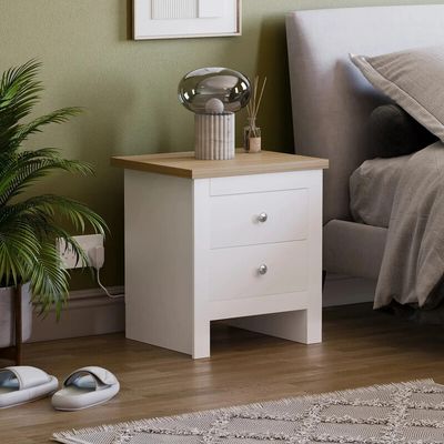 Arlington 2 Drawer Bedside Table Chest Nightstand - White