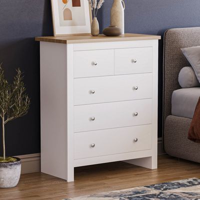 Arlington 5 Drawer Chest - White