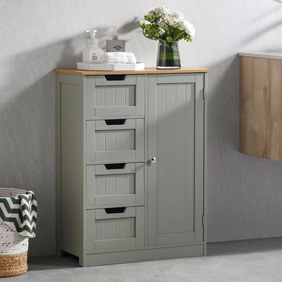 Priano 4 Drawer 1 Door Freestanding Unit - Grey