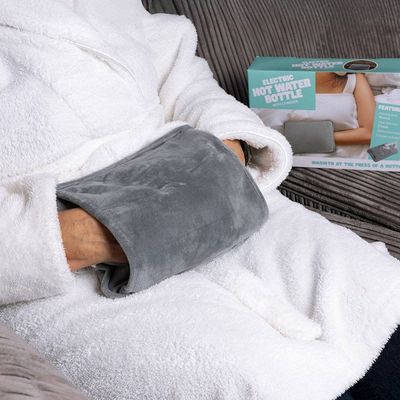 Menkind #Selfcare Plush Comfort On-the-Go Electric Hot Water Bottle in Grey