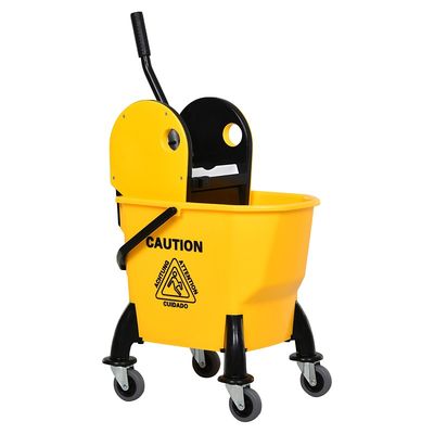 HOMCOM 26L Mop Bucket with 4 Wheels - Yellow and black