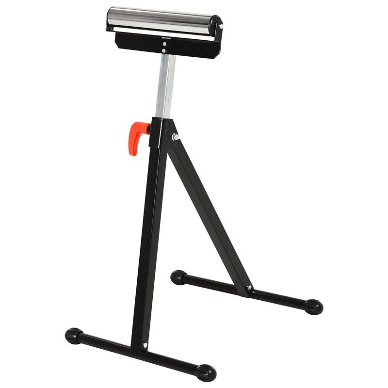 HOMCOM Roller Support Stand Metal Heavy Foldable Bench - Black and Silver - Image 1