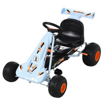 341-035 HOMCOM Pedal Go Kart, Kids Ride On Race Car with Brake, Gears Shift, Steering Wheel, Adjustable Seat, Gift for Boys and Girls 3-6 Years Outdoor, Blue