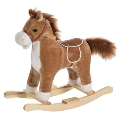 Kids Classic Plush Rocking Horse - Brown