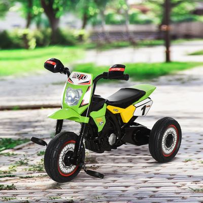 HOMCOM Toddler Trike Pedal Motorcycle Music Lights - Green