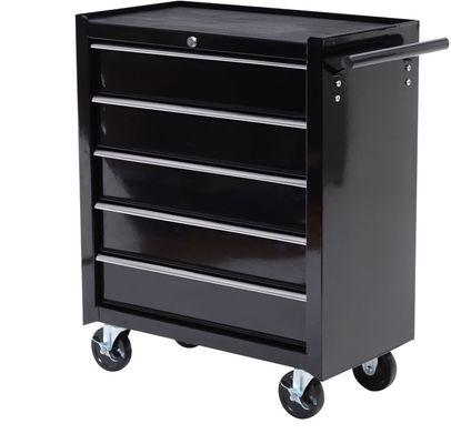 HOMCOM 5 Drawer Tool Storage Cabinet - Black & Silver