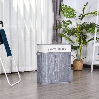 HOMCOM Bamboo Laundry Hamper - Grey