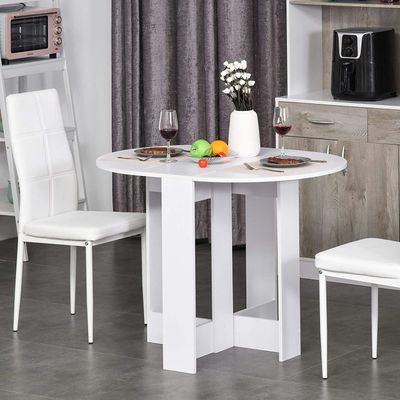 HOMCOM Drop Leaf Foldable Dining Table - White