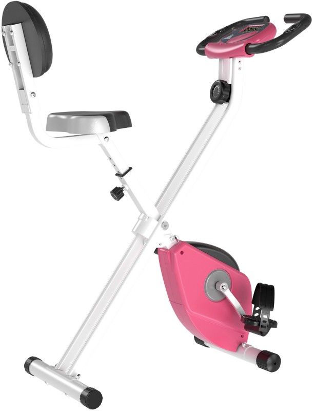 HOMCOM Magnetic Resistance Foldable Exercise Bike - Pink - Image 1