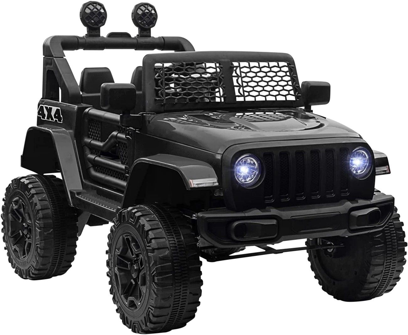 370-142V70BK HOMCOM Kids Electric Ride On Car 12V Off Road Toy with Parental Remote Control 2 Motors Horn Lights Suspension Wheels for 3-6 Years Old Black - Image 1