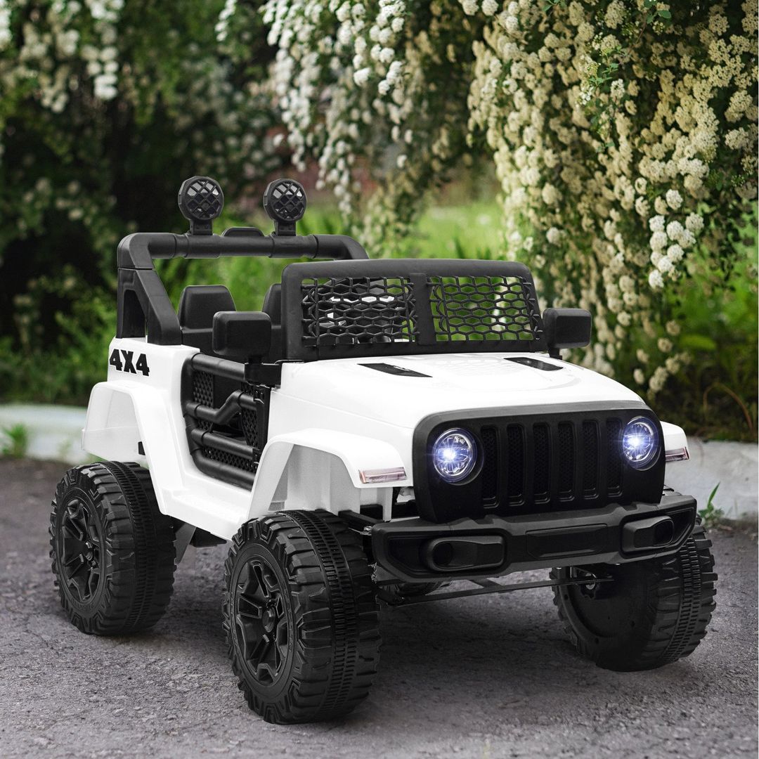 HOMCOM 12V Kids Electric Ride On Car Truck Toy SUV - White - Image 1