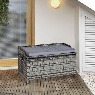 Outsunny Rattan Storage Cabinet Box - Mixed Grey