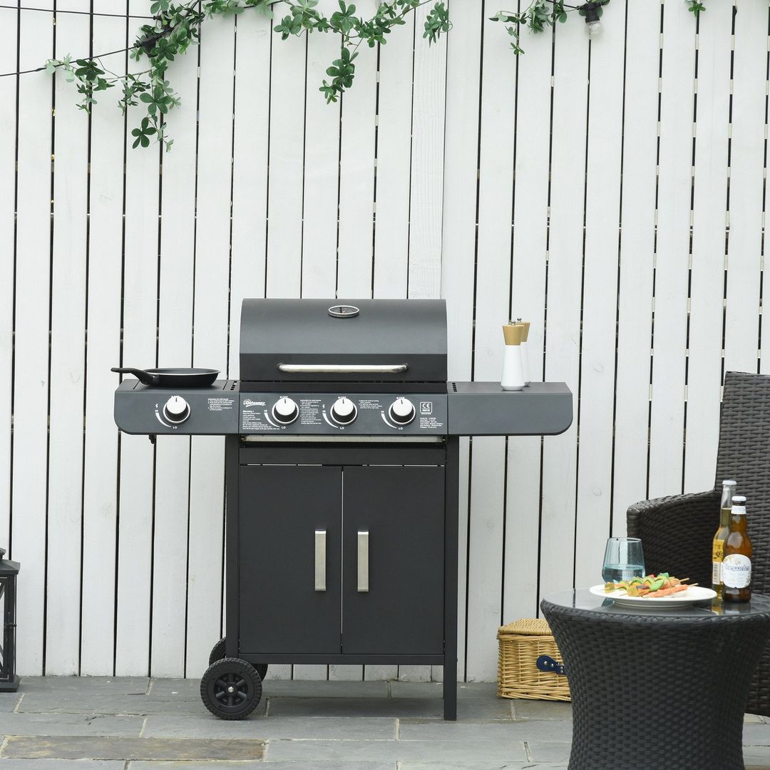 Outsunny Gas Burner Barbecue Grill - Black - Image 1