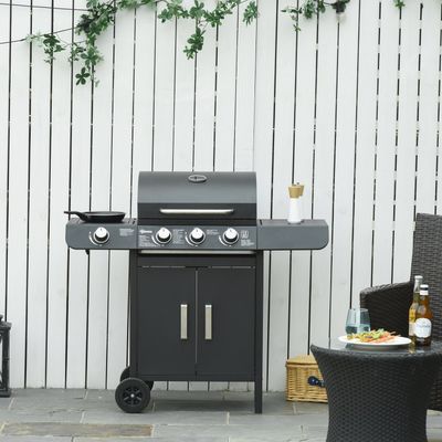 Outsunny Gas Burner Barbecue Grill - Black