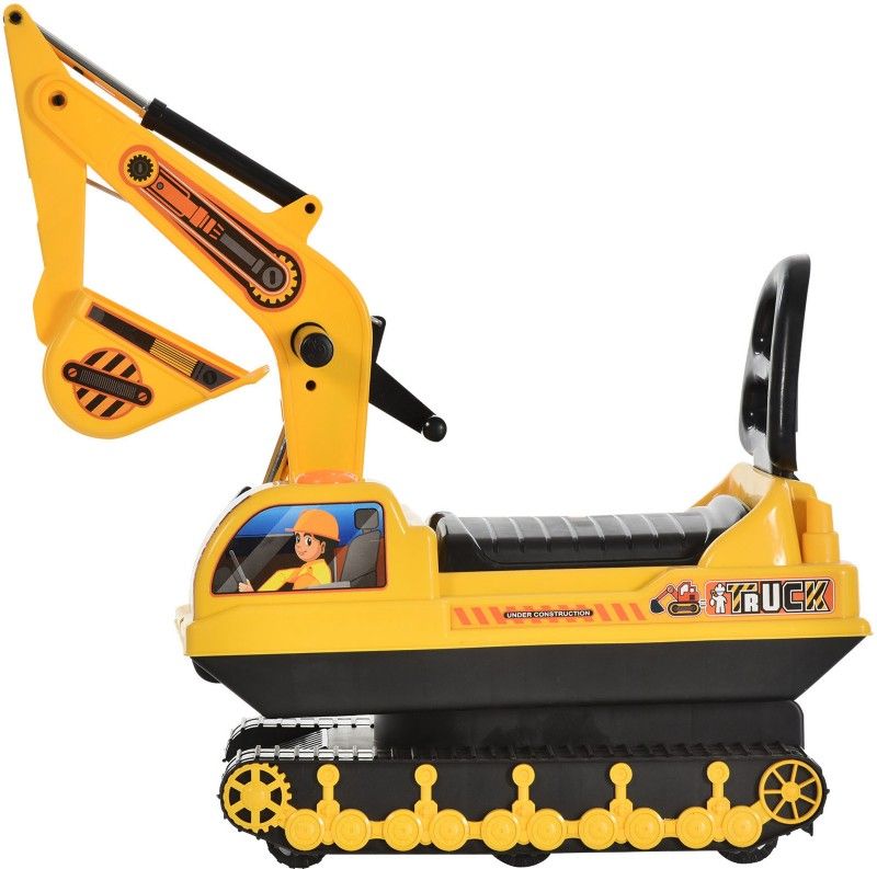 Ride On Excavator Toy Tractors Digger - Yellow - Image 1