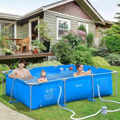 Outsunny Steel Frame Swimming Pool - Blue