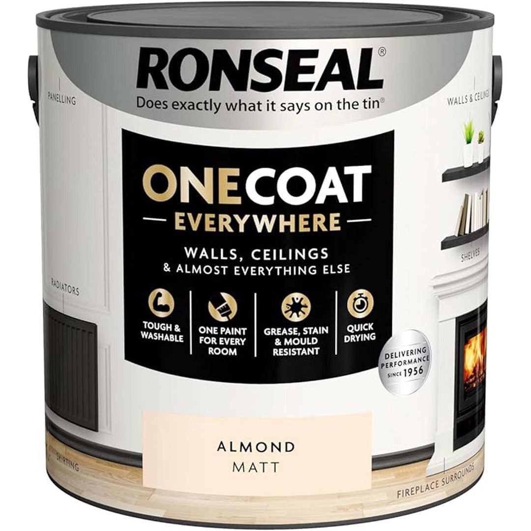 Ronseal One Coat Everywhere Interior Paint Almond Matt 2.5 Litre KCB.7015103.21304.76 - Image 1