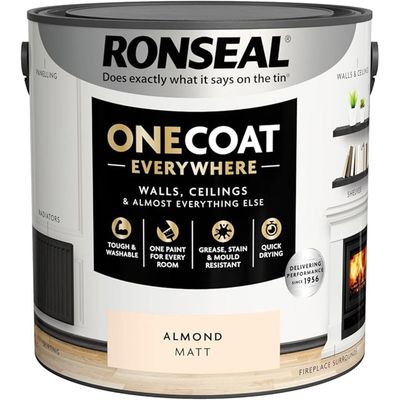 Ronseal One Coat Everywhere Interior Paint Almond Matt 2.5 Litre KCB.7015103.21304.76
