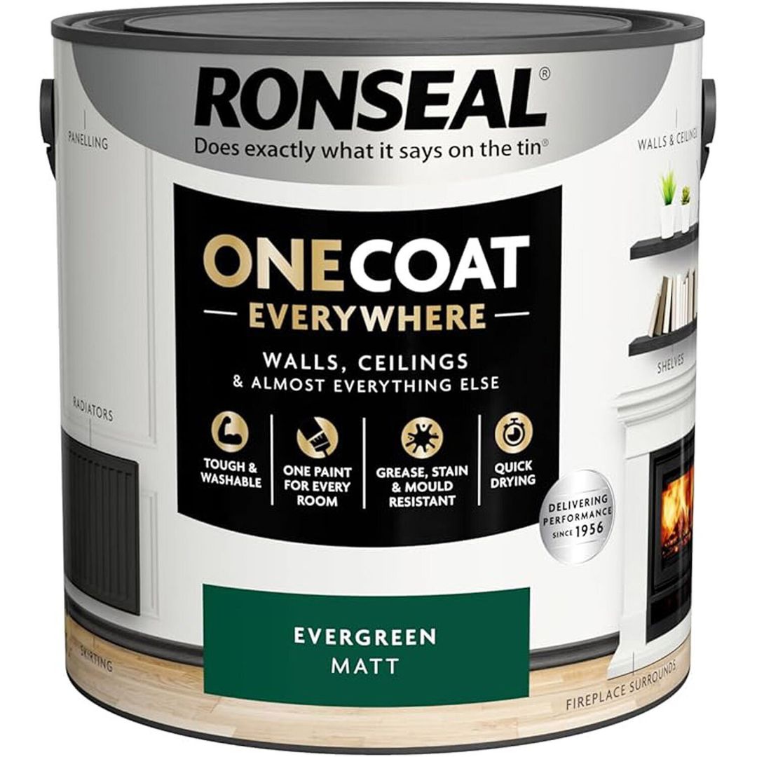 Ronseal One Coat Everywhere Interior Paint Evergreen Matt 2.5 Litre KCB.7015103.62504.76 - Image 1