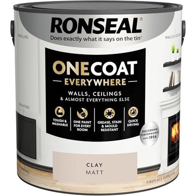 Ronseal One Coat Everywhere Interior Paint Clay Matt 2.5 Litre KCB.7015103.22604.76