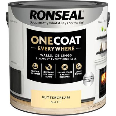Ronseal One Coat Everywhere Interior Paint Buttercream Matt 2.5 Litre KCB.7015103.41804.76