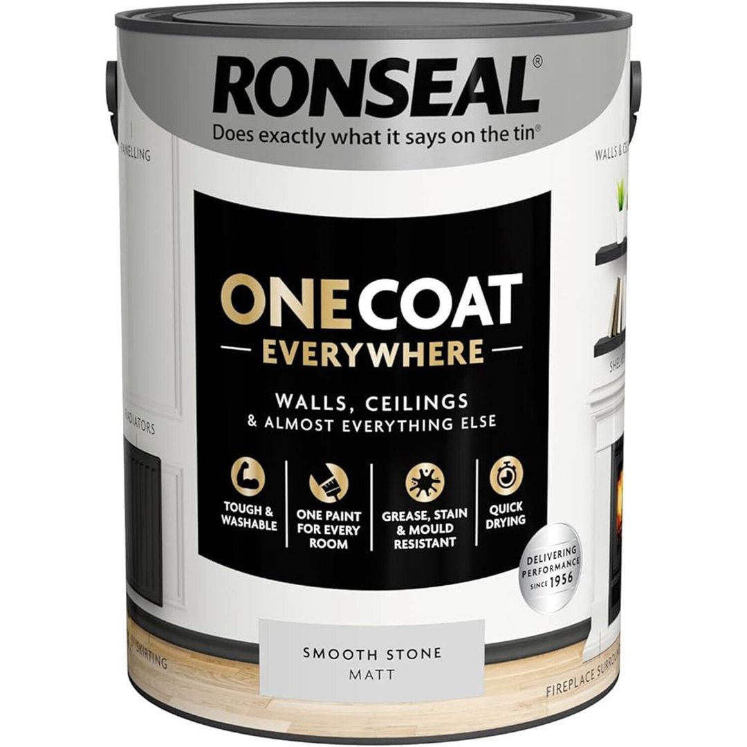 Ronseal One Coat Everywhere Interior Smooth Stone Matt 5 Litre KCB.7015103.12704.81 - Image 1