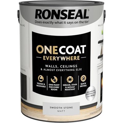Ronseal One Coat Everywhere Interior Smooth Stone Matt 5 Litre KCB.7015103.12704.81