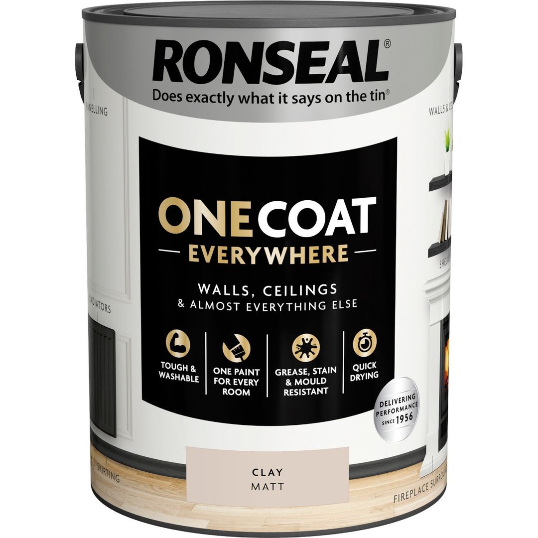 Ronseal One Coat Everywhere Interior Paint Clay Matt 5 Litre KCB.7015103.22604.81 - Image 1